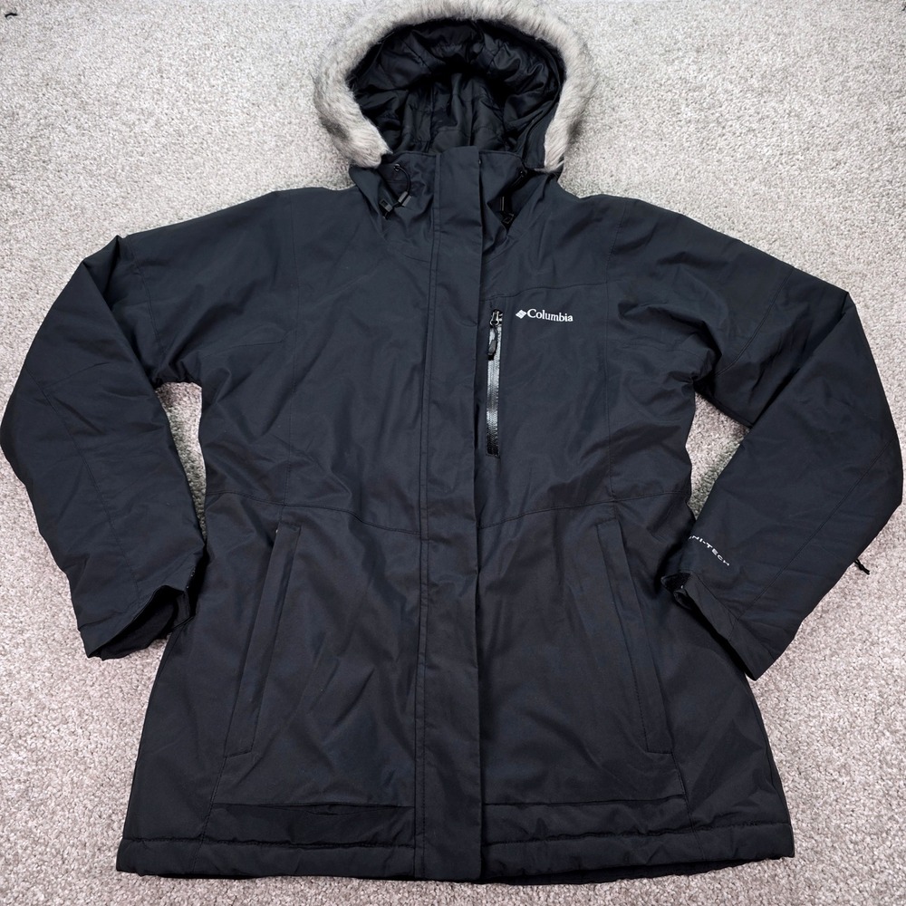 Columbia Omni-Heat Ava Alpine Winter Parka Jacket Black Women Large Omni-Tech